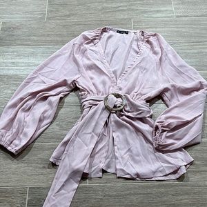 Balloon sleeve belted too